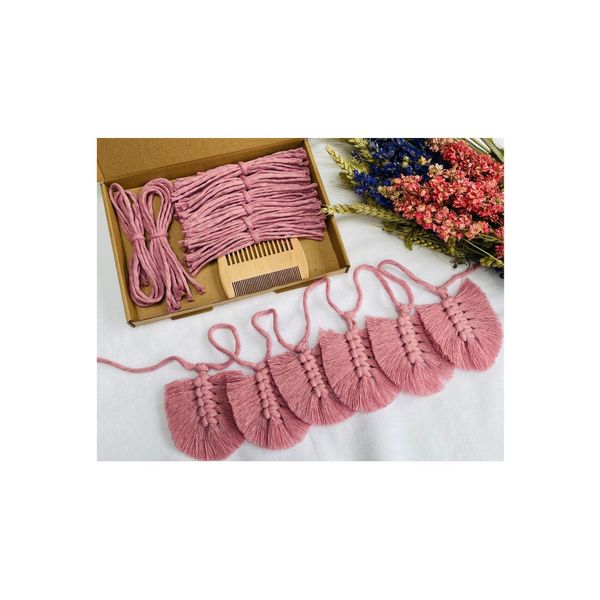 Enia Store Macrame Leaves Garland Crafts Kit with Instructions, DIY for begginers (Dusky Pink)