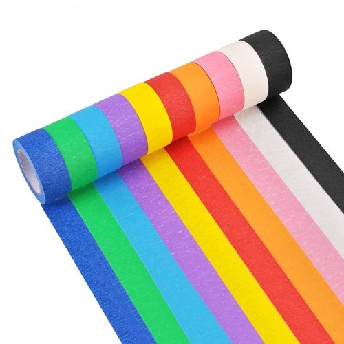 DEWEL Masking Tape, 10 Rolls, Colorful Craft Tape, Interior Tape, DIY Art Supplies, Width 0.9 inches (2.4 cm), Length 39.8 ft (10 m), 10 Colors