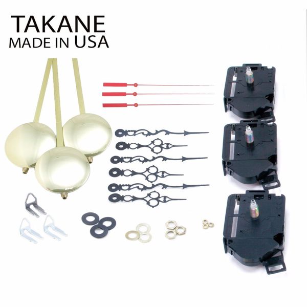 USA Takane Pendulum Clock Movements Kit and More, 3/4" Shaft (Set of 3) - NEW