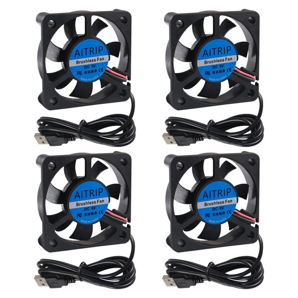 50mm Fan 5V USB Brushless DC Cooling Fan, 4 Pack Speed 4200 RPM Fan for Small Appliances Series Replacement (4 PCS 5010 5V USB)