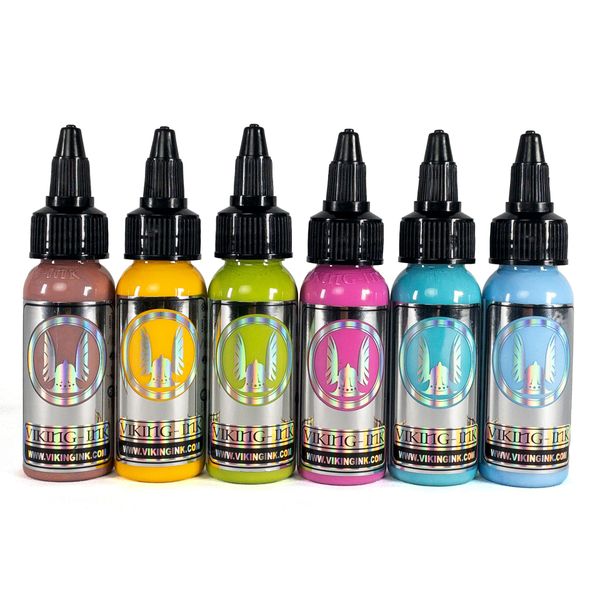 Viking Ink - KIT 6 Pastel 1oz (30ml) 6 Units - Tattoo Ink