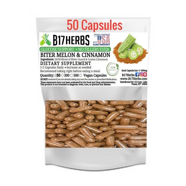 Bitter Melon & Ceylon Cinnamon Special Blend -500mg - 50 Veggie Caps