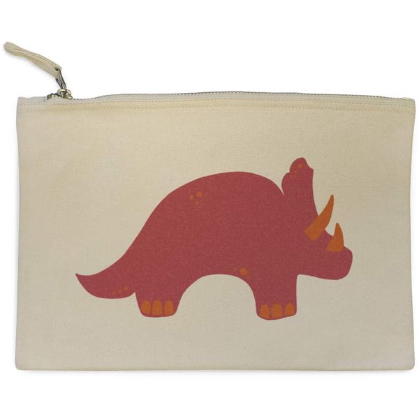 'Triceratops' Canvas Clutch Bag/Accessory Case (CL00043155)