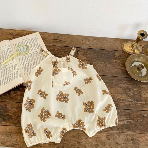 Baby Printed Pattern Sling Summer Romper - 66 (3-6M) / Brown