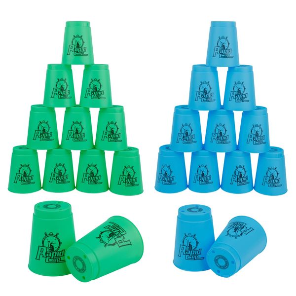 Toyosport 24pcs Sport Stacking Cups, Speed Games Challenge Sports Training Speed Games for Party Games Adult Kids Travel Games, 12PCS Blue+12PCS Green