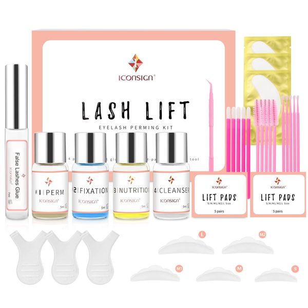 Lash Lift Kit - Eyelash Perm Kit - Professional Eyelash Curling Set - Glue Upgraded Version - Semi-Permanent Curling Perming Wave Suitable For Salon at Home