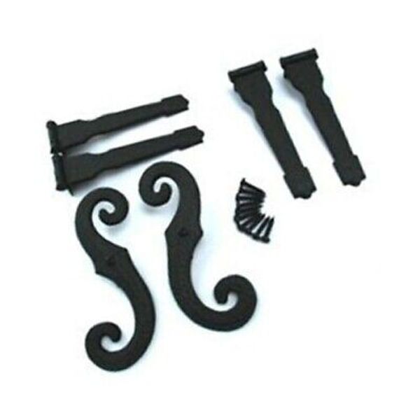 Window Shutter Decorative Plastic Hinge Kit w/ S Hooks & Screws Black Matte