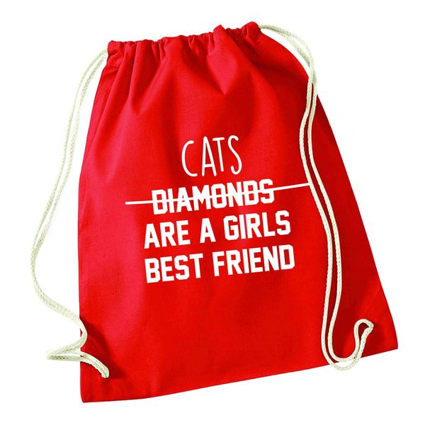 Flox Creative Red Drawstring Bag Cats Girls Best Friend