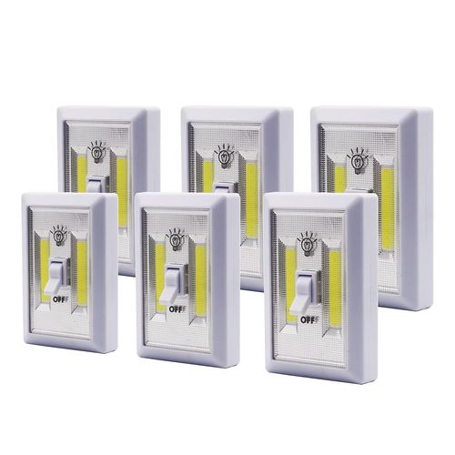Battery Operated Switch LED Lights, Portable Tap Light, Push Closet Light, COB LED Cordless Night Lights, Touch, Wall Mount Under Cabinet, Shed, Kitchen, Garage, Attic, RV(6 Pack)