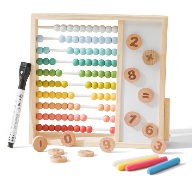 ibwaae Wooden Rainbow Abacus Beads Counting Toys Educational Abacus for Kids Math Wooden Counting Frame with Magnetic Disc Preschool Learning Toys for Boys Girls Gift