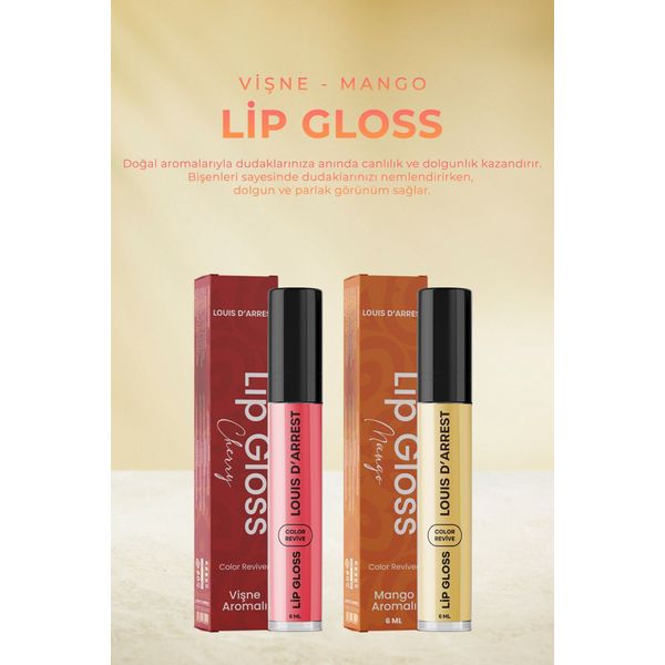 Vişne Ve Mango Lip Gloss 6 ml - Canlı Ve Dolgun Dudaklar Için Nemlendirici Aplike