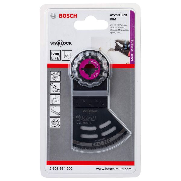 Bosch Professional 1x Saw Blade AYZ 53 BPB Dual-Tec (for wood & abrasive materials, Width 53 mm, Accessory Multitool)