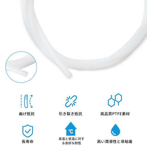 LUCKYBEE PTFE Tube for 3D Printers, For Extruders, Inner Diameter 0.08 inch (2 mm) x Outer Diameter 0.2 inch (4 mm), Teflon Tube, Reprap 6.6 ft (2 m)