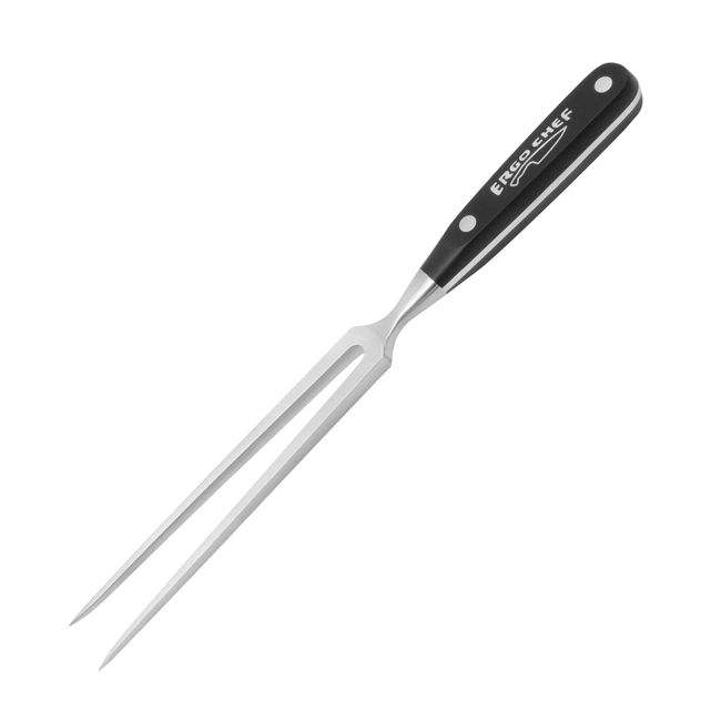 Ergo Chef Pro Series 8-Inch Meat Fork - Carving & Serving Fork - Forged High Carbon Stainless-Steel, Full Tang, Black Handle