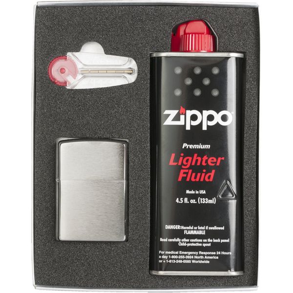 Zippo Lighter, 200 Model, Gift Box (Includes Flint and Oil Can) 200 Set