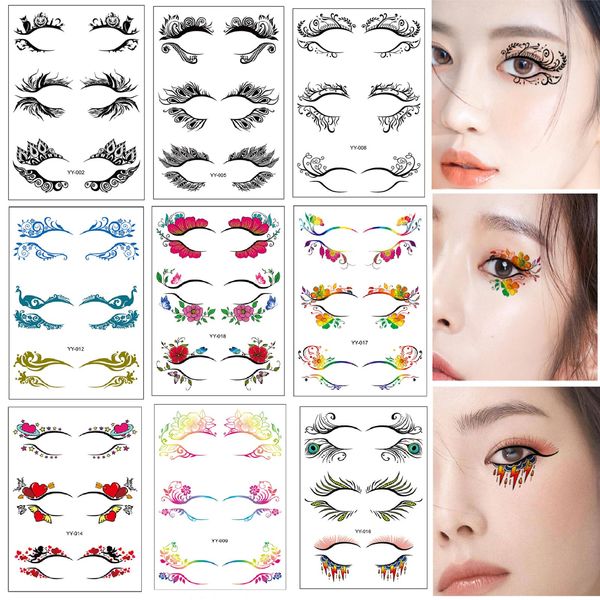 Generic 60pcs Eye shadow Tattoo Sticker Face Eye Stickers Party Eyeshadow Sticker Makeup Transfer Stickers for Women Face Eye Decoration