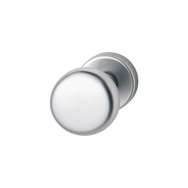 Hoppe Door Knob on Round Rose | Cylinder | Aluminium Silver Anodised | Fix Button Pack of 1