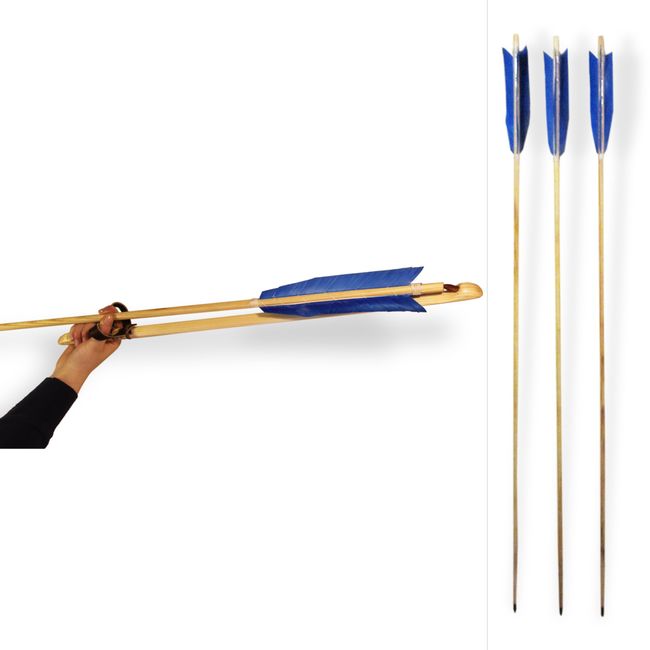 Nanticoke Atlatl with Leather Handle and Three Six Foot Fletched Darts