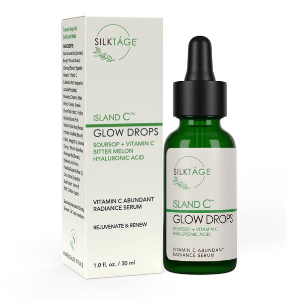 SILKTÁGE Island C Glow Drops - Anti Aging Soursop Vitamin C Face Serum with Hyaluronic Acid & Bitter Melon - Evens Skin Tone, Wrinkles, 1 Fl Oz