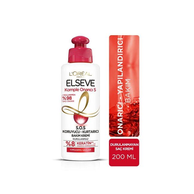 L’Oréal Paris Elseve Komple Onarıcı 5 S.O.S Koruyucu - Kurtarıcı Bakım Kremi (200 ml)