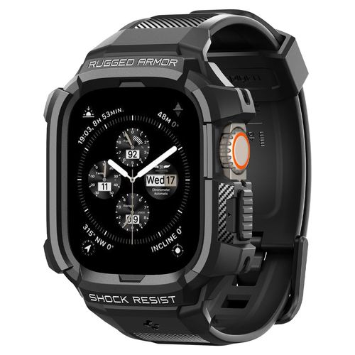 Spigen Rugged Armor Pro Designed for Apple Watch Ultra 2/Apple Watch Ultra Case with Band Rugged Protective TPU Case Band for Apple Watch Ultra 49mm - Black