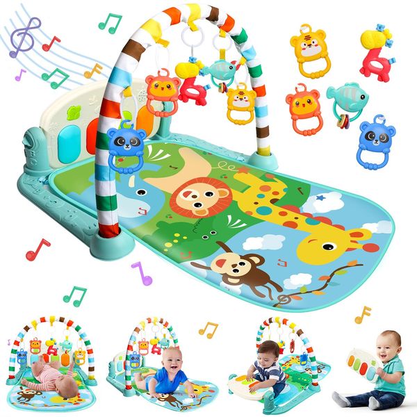 TOY Life Baby Gym Play Mat for Babies 0-6 Months Tummy Time Mat Baby Kick and Play Piano Playmat Activity Gym for Baby Boy Girl Toddler Activity Center Baby Floor Play Mat for Baby