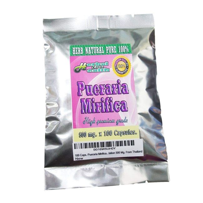 100 Caps. Pueraria Mirifica Powder Root Pure 100% Breast Augmentation 500 Mg. from Thailand