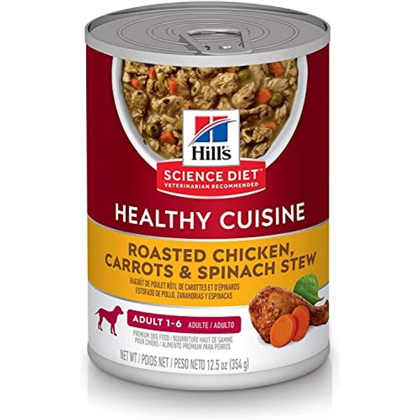 Hill's Science Diet Wet Dog Food, Adult, Healthy Cuisine, Roasted Chicken Carrots & Spinach, 12.5 oz. Cans, 12-Pack