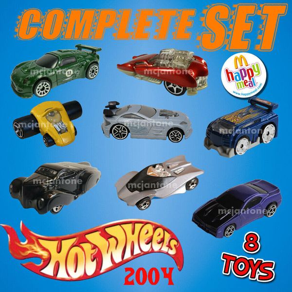 MIP SET 8 McDonald's 2004 HOT WHEELS Toy Car LOTUS ELISE Diecast COMPLETE