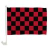 Red & Black Checkered Single-Sided Car Flag - 1 Dozen Pack