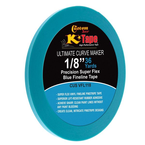 Vinyl Fineline Pinstripe Tape, Blue 1/8" x 36 Yard Roll - Create Sharp Curves