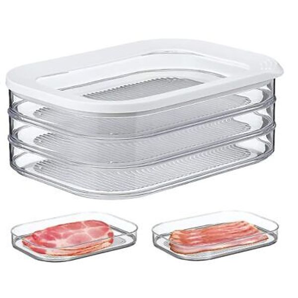 Deli Meat Container for Fridge, Bacon Lunch Transparent