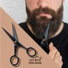 ONTAKI 5” German Beard Scissors & Mustache Scissors - 2 Combs (Beard Comb + Mustache Comb) with Carrying Pouch - Hand Forged Beard Trimming Scissors with Finger Rest (Black (5" Inch German Steel))