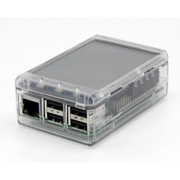 SB Components Premium Case for Raspberry Pi 3 B+, 3, 2B and 3.2" TFT LCD Protective Raspberry Pi & LCD Case Cover - Clear
