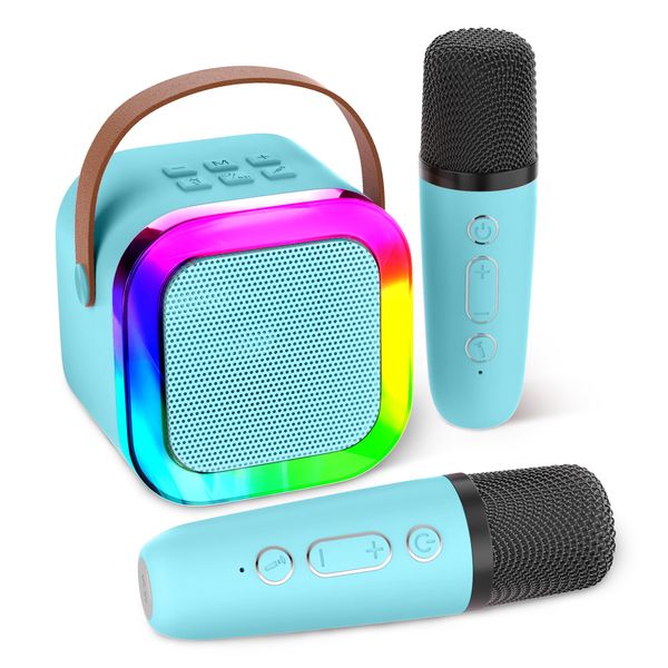 Aplsinvivi Karaoke Machine for Kids Adults, Portable Kid Karaoke Speaker with Wireless Microphone, Gifts for Girls Ages 4, 5, 6, 7, 8, 9, 10, 12 +Year Old Birthday Party,Blue