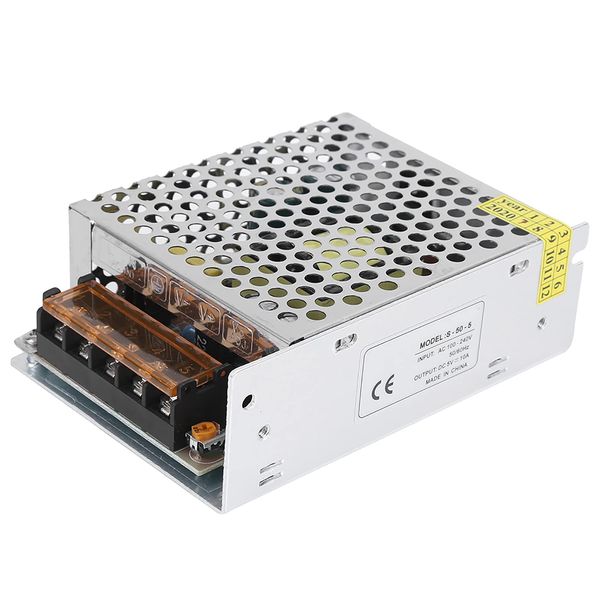 Hilitand Stabilized Power Supply AC 100-240V to DC 5V 10A 50W Converter, Switching Power Supply, DC Power Converter, Short Circuit, Overload, Over Voltage Protection Function, S-50-5 (5V/10A/50W)