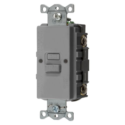 Bryant Electric GFBFST20GY 20 Amp 125V Commercial/Residential Self Test Faceless GFCI Receptacle, Gray