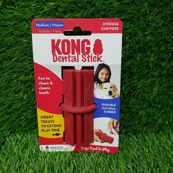 KONG Dental Stick Medium Treat Stuffable Teeth Cleaning Dog Chew Toy