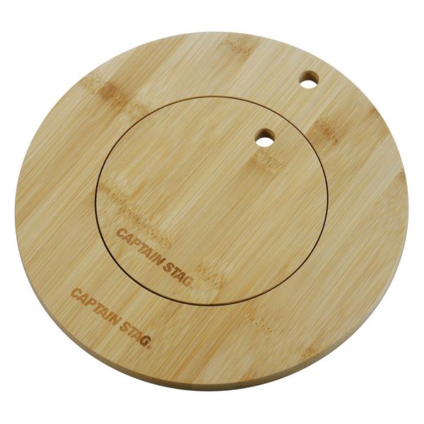 Captain Stag UG-3070 Bamboo Trivet Cutting Board Dutch & Skillet Bamboo Plate Set