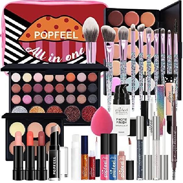 Moist Mall Wonmen Full Kit Eyeshadow Eyeliner Lip Gloss Lipstick Makeup Brush Mascara Eyebrow Pencil Concealer Face Powder Primer Set For Girl Beginner