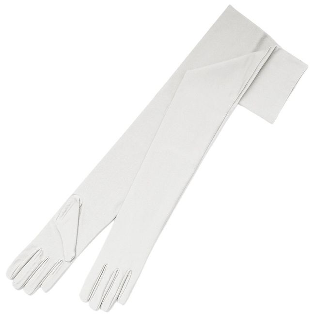 Matte Satin Opera Length Gloves, Diamond White