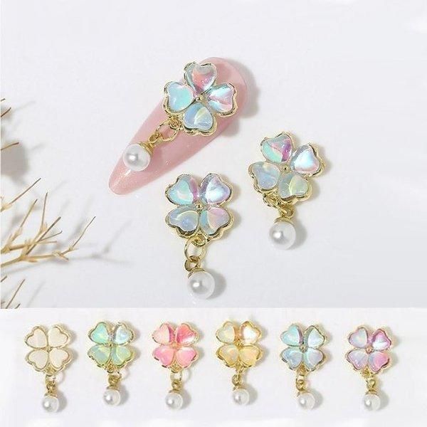 [Shinsegae Mall] Nail Art Dangle Dangle Zircon Clover Parts 6 Types (WA0B1FF)