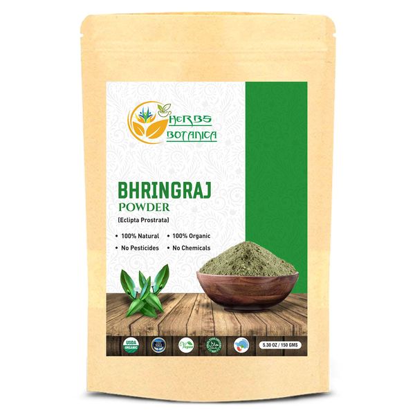 Herbs Botanica Bhringraj Powder Organic Eclipta Alba False Daisy Karisalankanni Bhringrajasava Powder Nourish Your Hair Naturally for Radiant Locks 5.3 oz / 150 gms