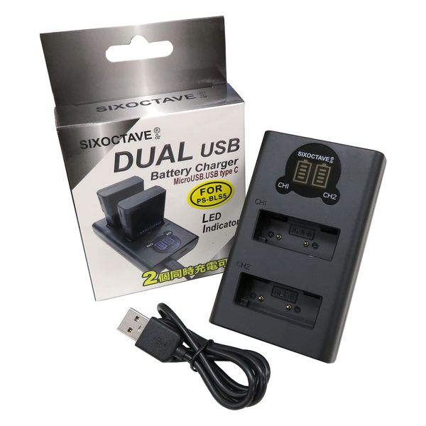 SIXOCTAVE BLS-1 / BLS-5 / BLS-50 / PS-BLS1 Dual USB Charger BCS-1 / BCS-5 Olympus PEN E-P7 E-410 E-400 E-420 E-620 E-PL1 E-P1 E-P2 E-P3 E-PM1 PL1s E-PL 2 E-PL5 E-PM2 E-PL6 E-PL7 E-M10 Stylus 1 Stylus