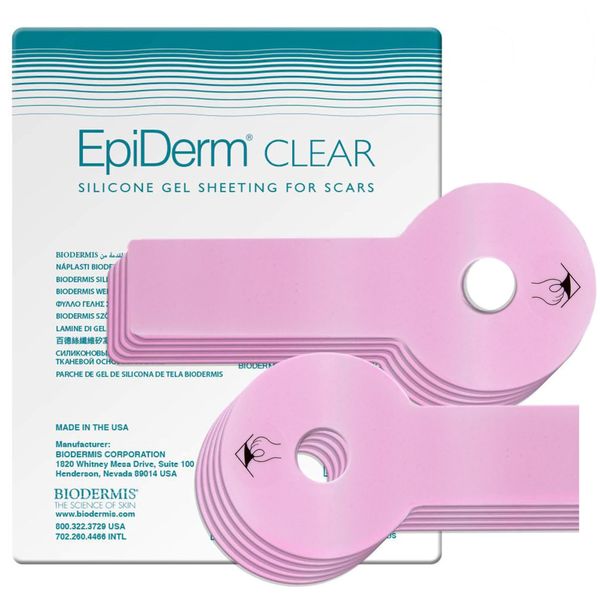 EpiDerm Areopexy Silicone Scar Sheets - Reusable, Washable & Customizable - “Lollipop” Shape Ideal for Lejour Breast Augmentation - Premium-Grade Silicone for Optimal Scar Management – Clear, 5 Pairs