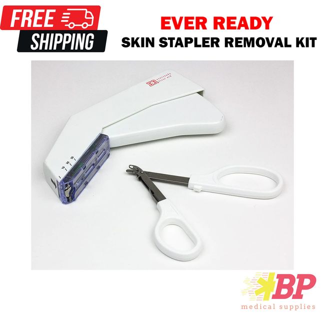 Ever Ready First Aid Sterile Disposable Medical Skin Stapler w Staples & Remover