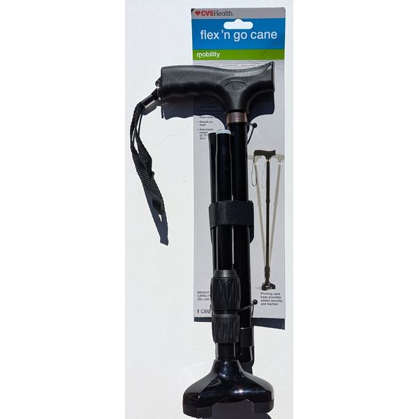 Flex N Go 39.5 " Adjustable Foldable Tripod Walking Cane Black NEW CVS Health