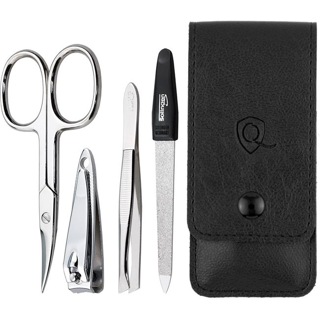 marQus Manicure set for women and men - 4 Piece pedicure kit, incl. sharp nail scissors, tweezers, nail clippers & sapphire nail file from Solingen - Perfect for travelling, manicure and pedicure