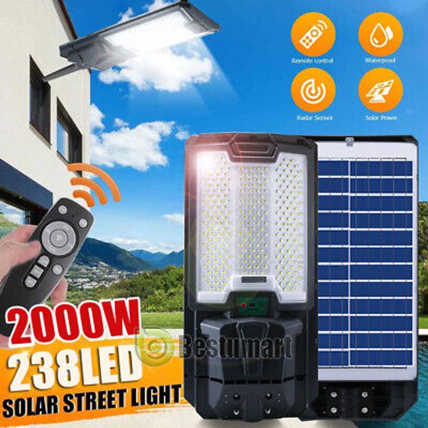 9900000000LM 2000W Solar Flood Light Street Flood Light Dusk-to-Dawn Wall Lamp