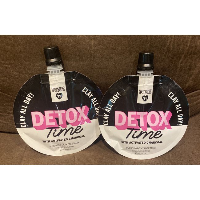 2 X VICTORIA’S SECRET Clay All Day Detox Time Mask WITH ACTIVATED CHARCOAL